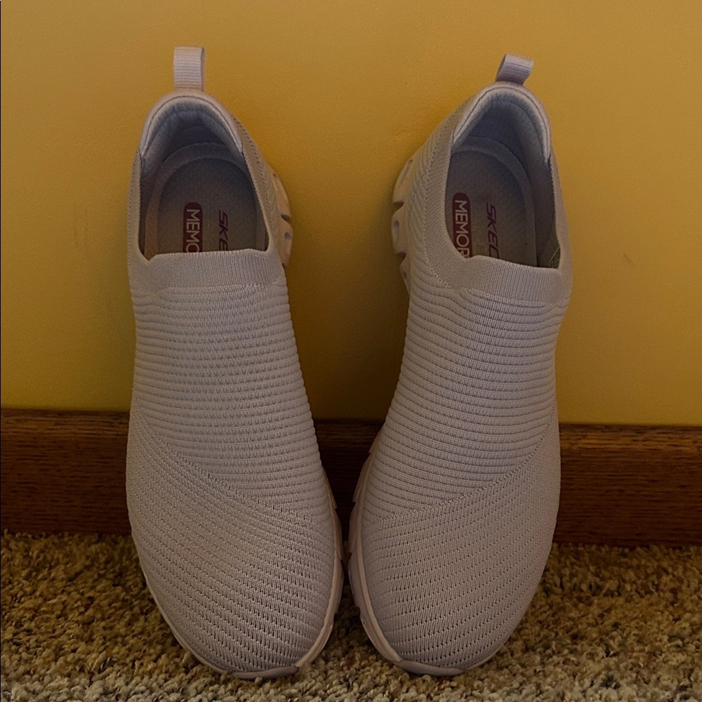 Skechers Light Purple Knit Slip-Ons
